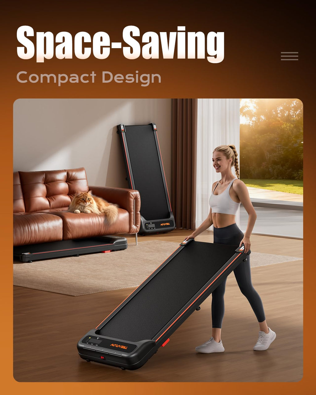 Walking Pad with 8% Incline Under Desk Treadmill D303