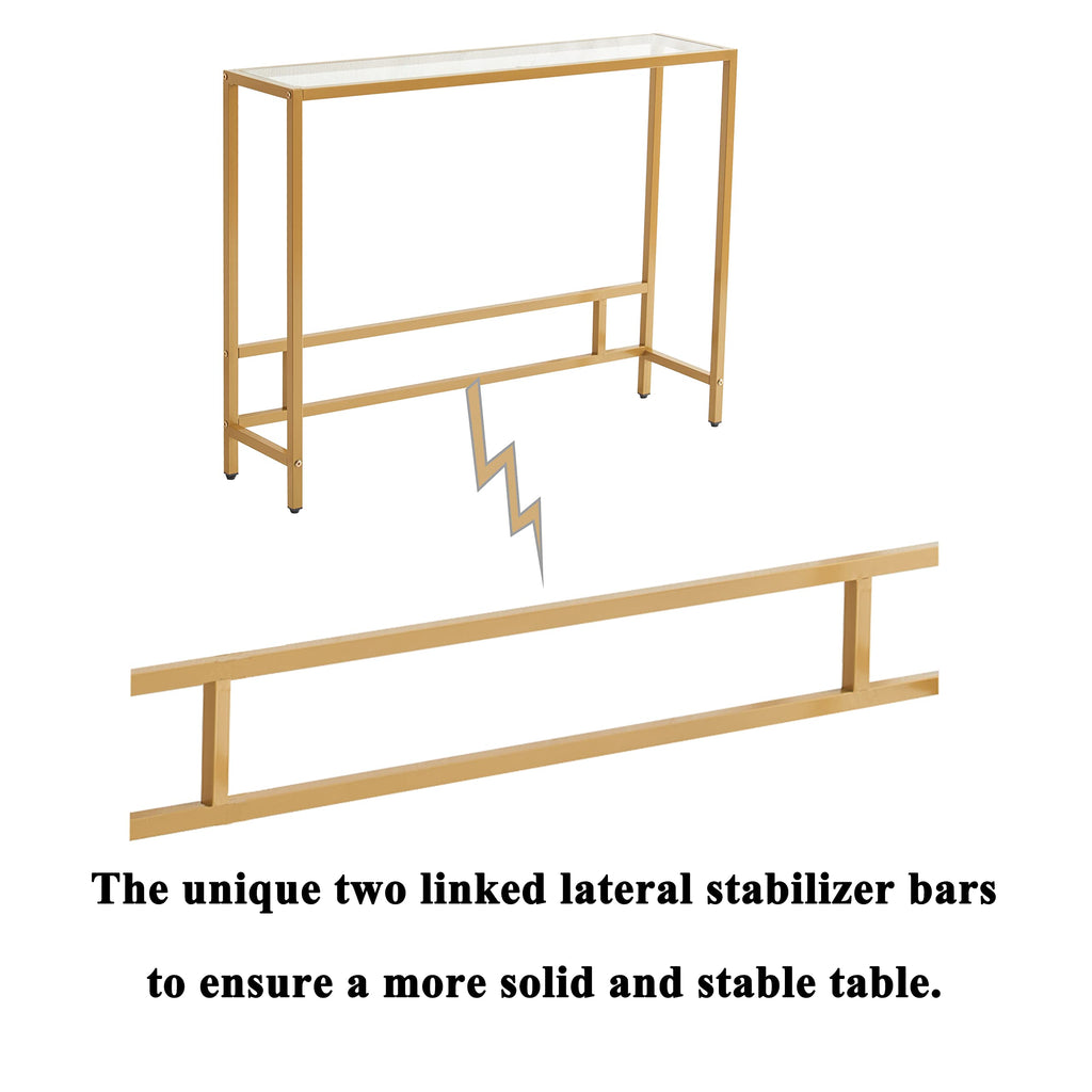 Small Modern Console Table Tempered Glass Metal Frame Z9835