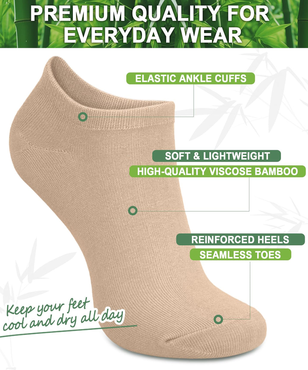 Women's Bamboo Viscose No Show Ankle Socks 7 Pairs X989
