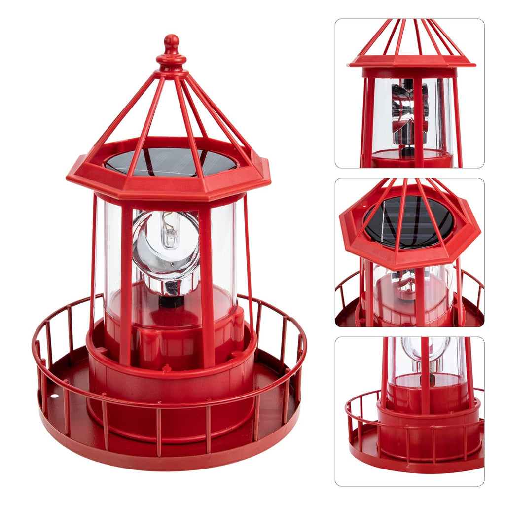 Solar Powered Lighthouse Iron Rotating Solar Light H4366