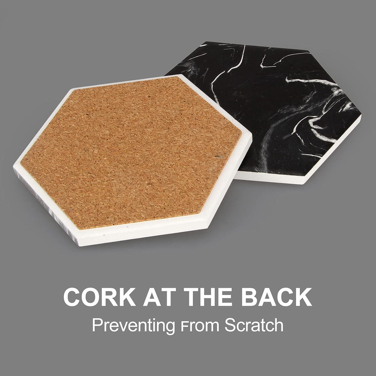 Black Marble Coaster Set with Holder O2756
