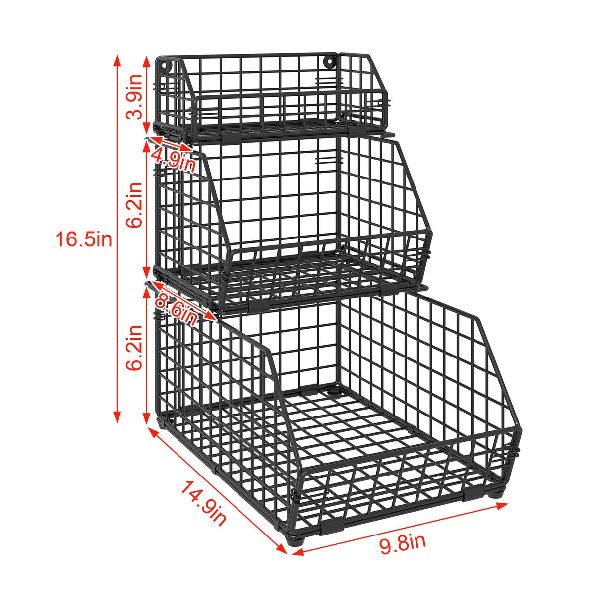 3-Tier Stackable Wire Fruit Basket J101346