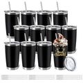 12 Pieces Insulated Stainless Steel Tumbler with Lid and Straw J7043