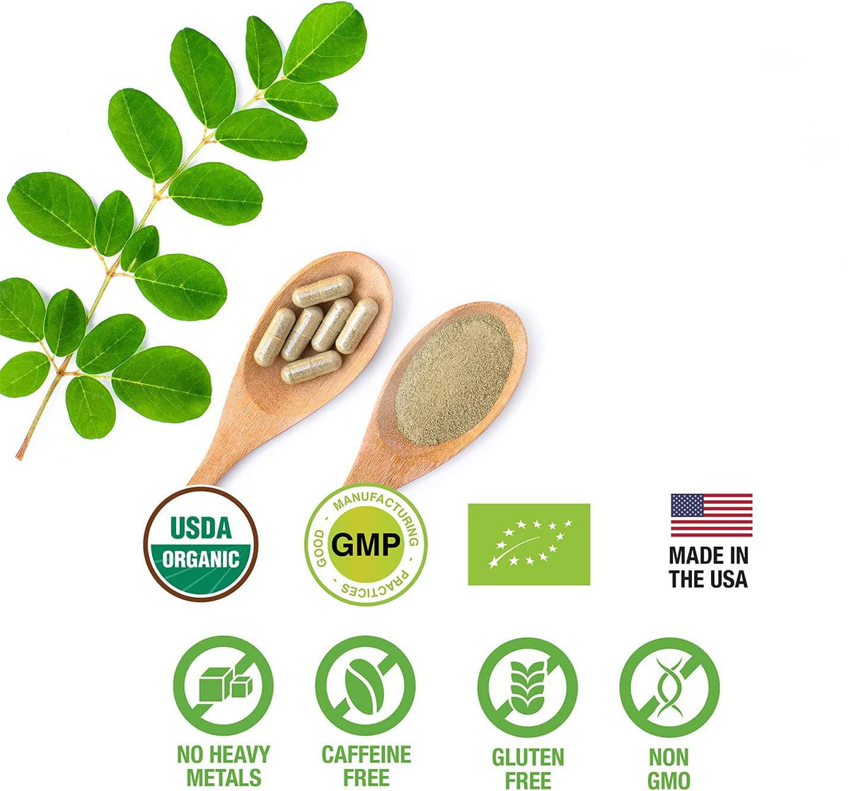 Organic Moringa Leaf Powder Capsules 500mg 120 Capsules Q257252
