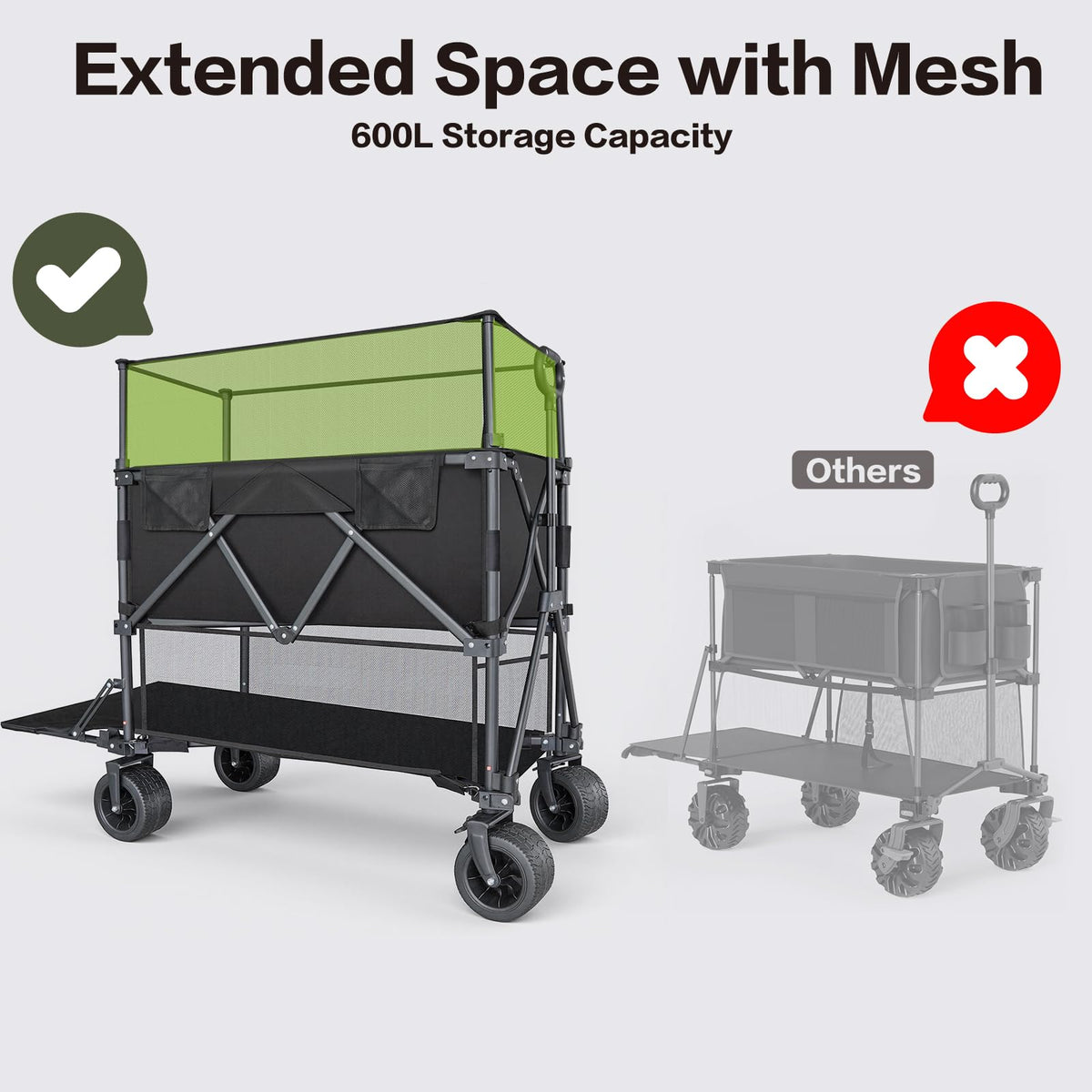 600L Foldable Collapsible Wagon Cart with Wheels K572675