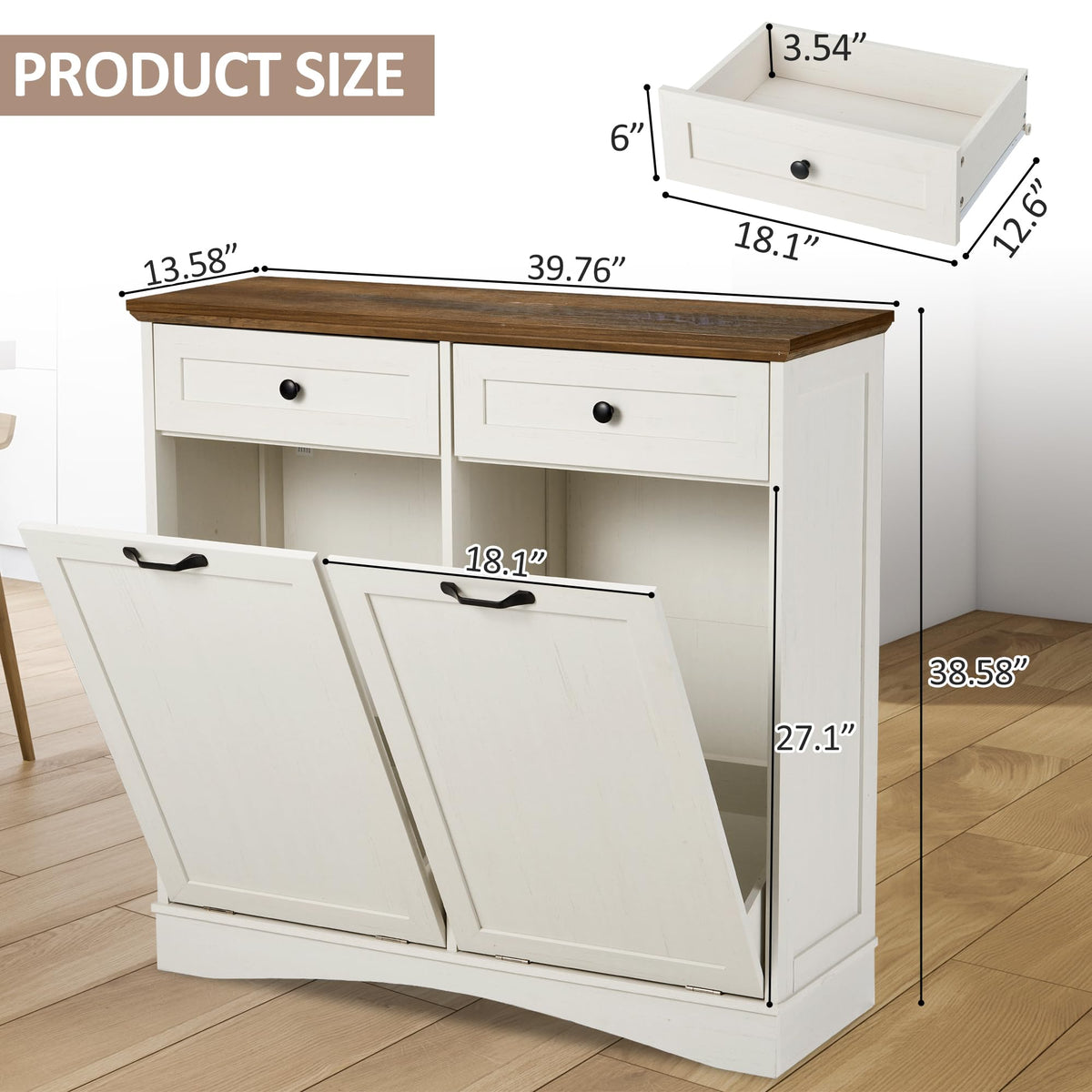 Antique White Tilt Out Trash Cabinet K57651