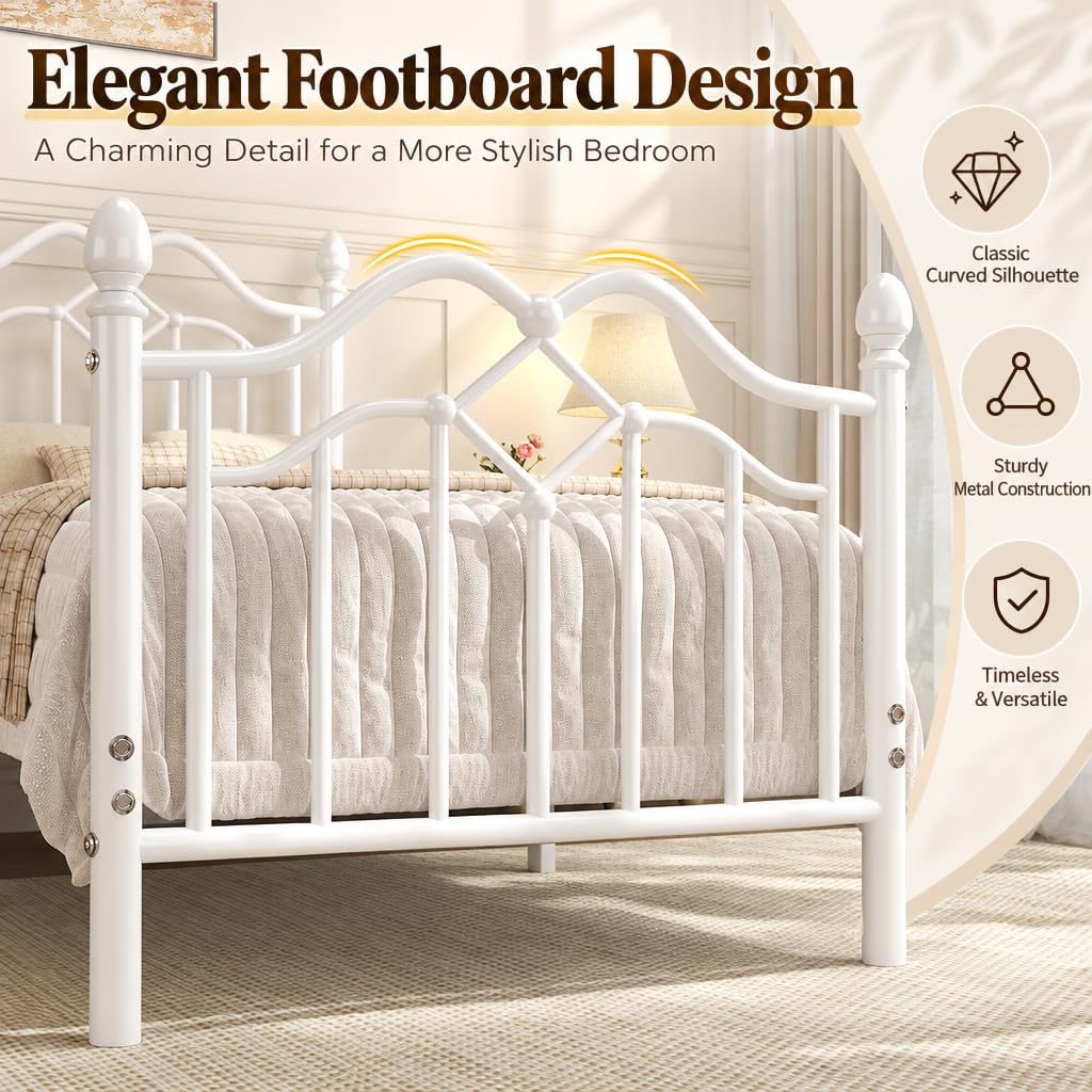 Twin Size Bed Frame with Victorian Headboard & Footboard E6291