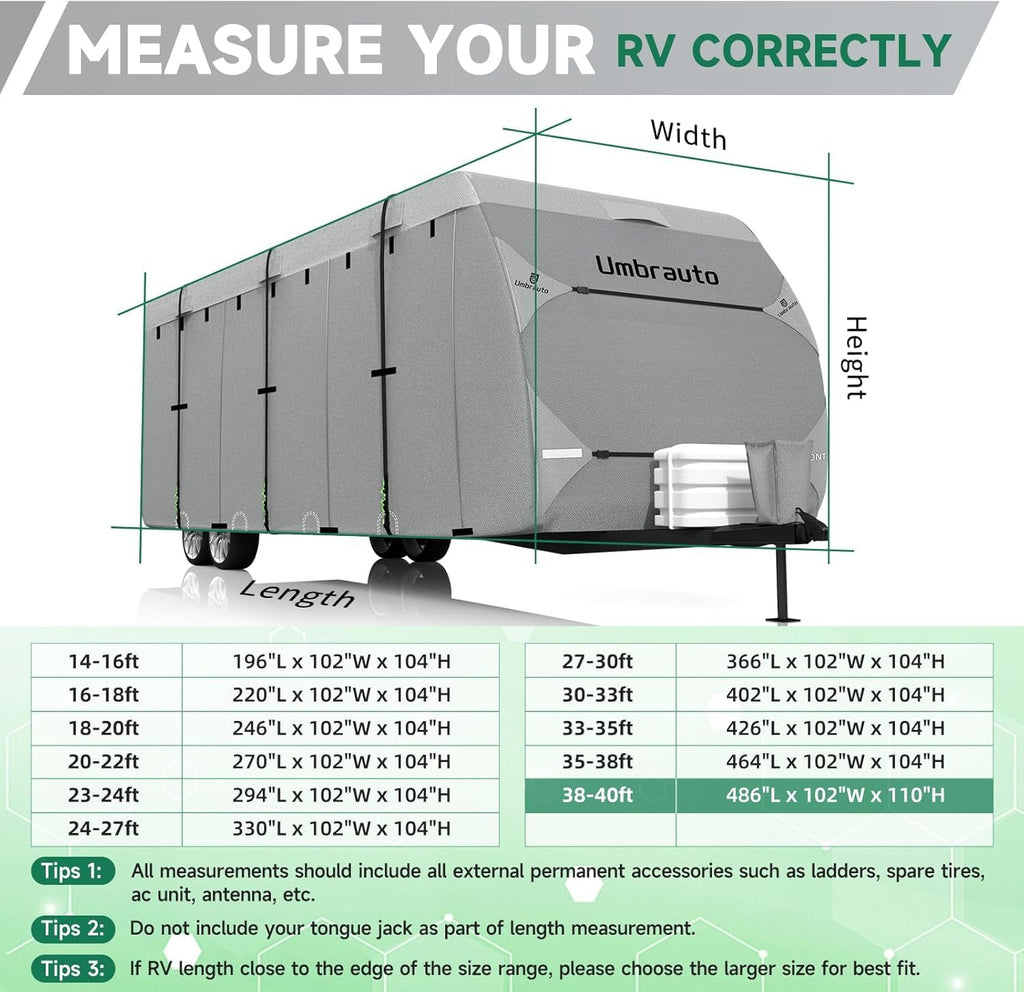 Lightweight Waterproof RV Cover Fits 24-27ft Travel Trailer Y888