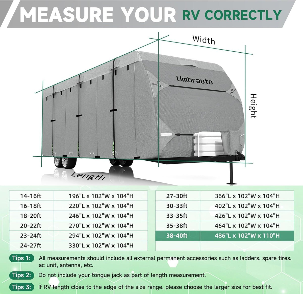Lightweight Waterproof RV Cover Fits 24-27ft Travel Trailer Y888
