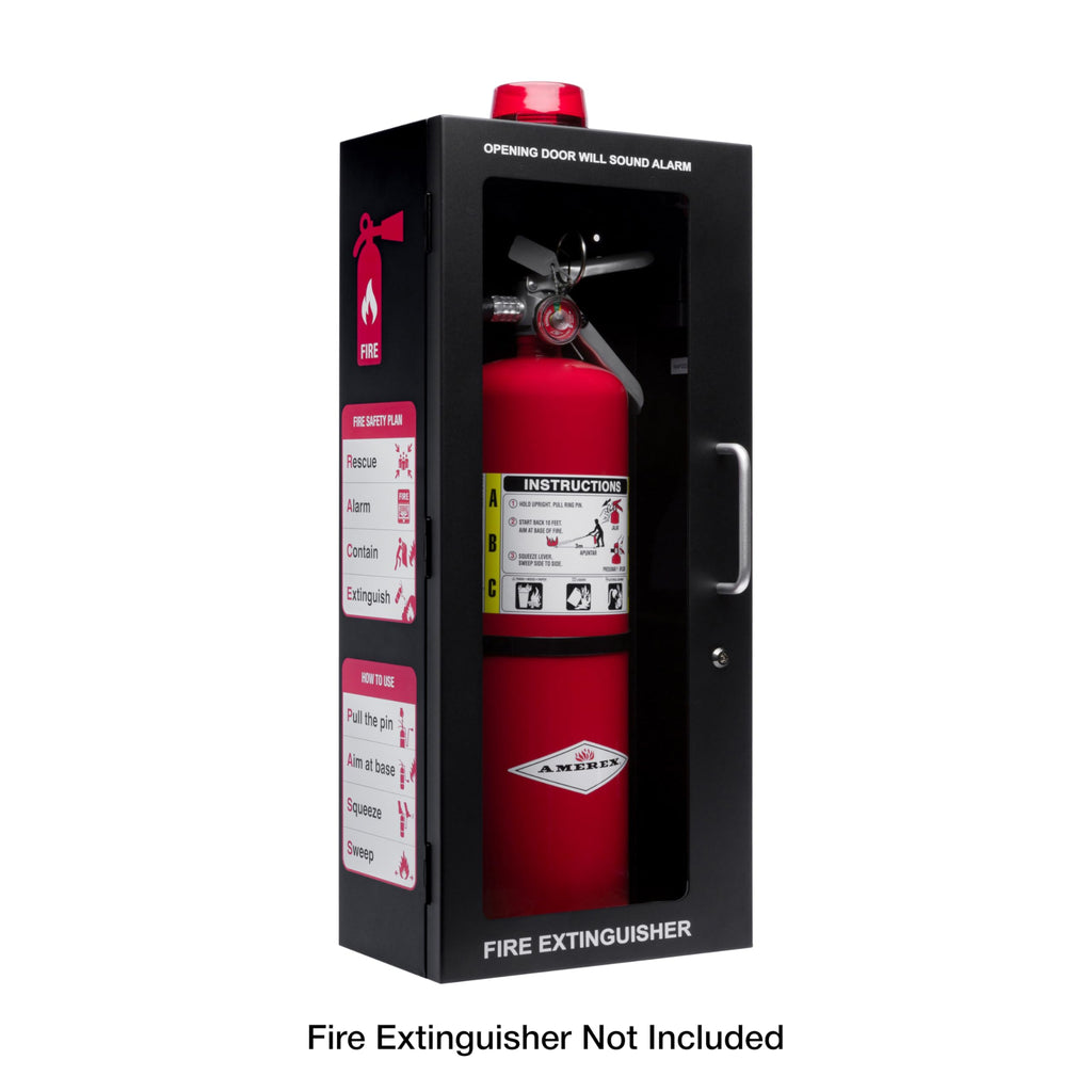 Black Fire Extinguisher Cabinet with Alarm and Lock R333