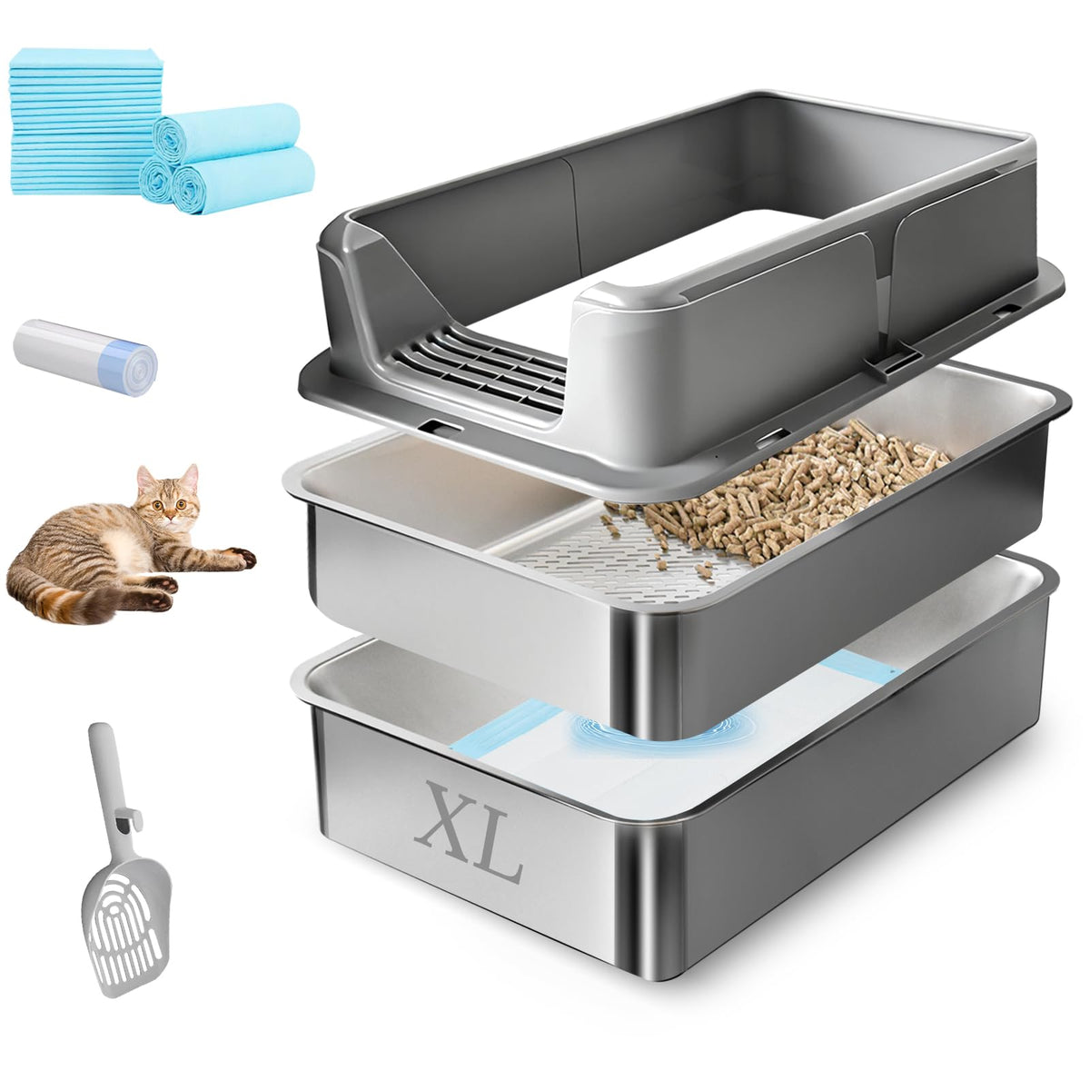 Stainless Steel Sifting Litter Box R467