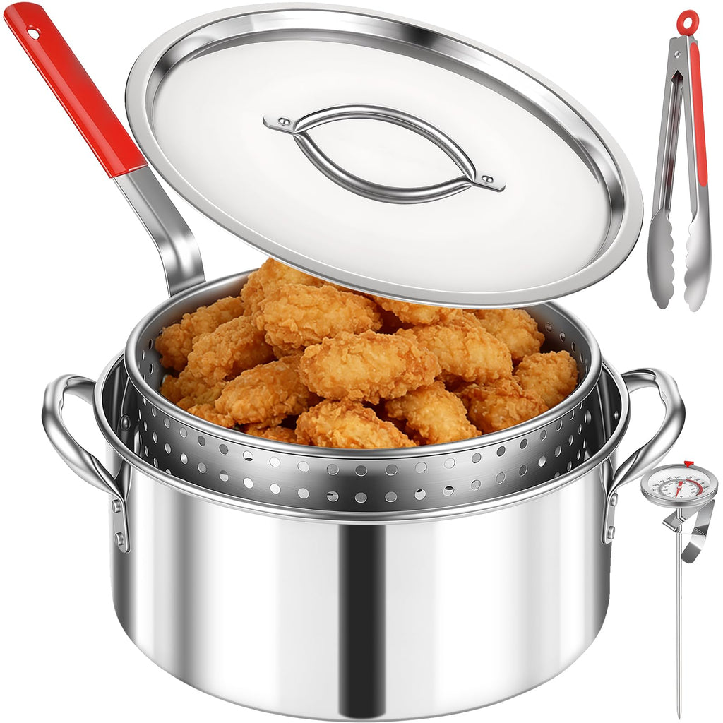 10 QT Stainless Steel Deep Fryer Pot with Basket P69271