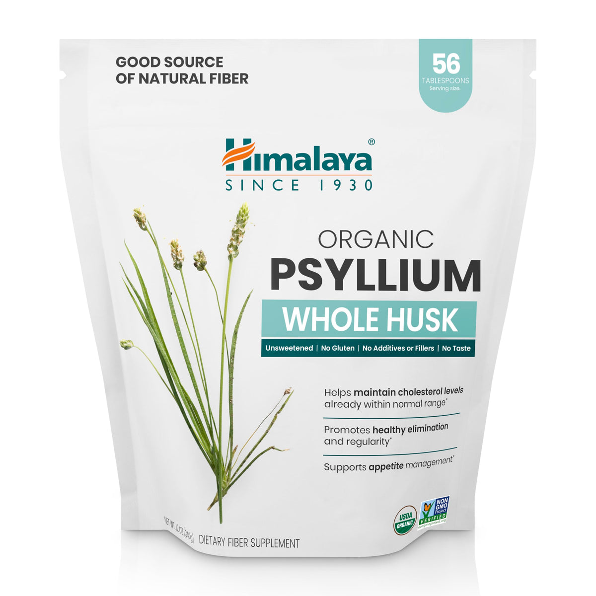 Organic Psyllium Whole Husk Fiber Supplement, Unflavored, 12 oz Y3775