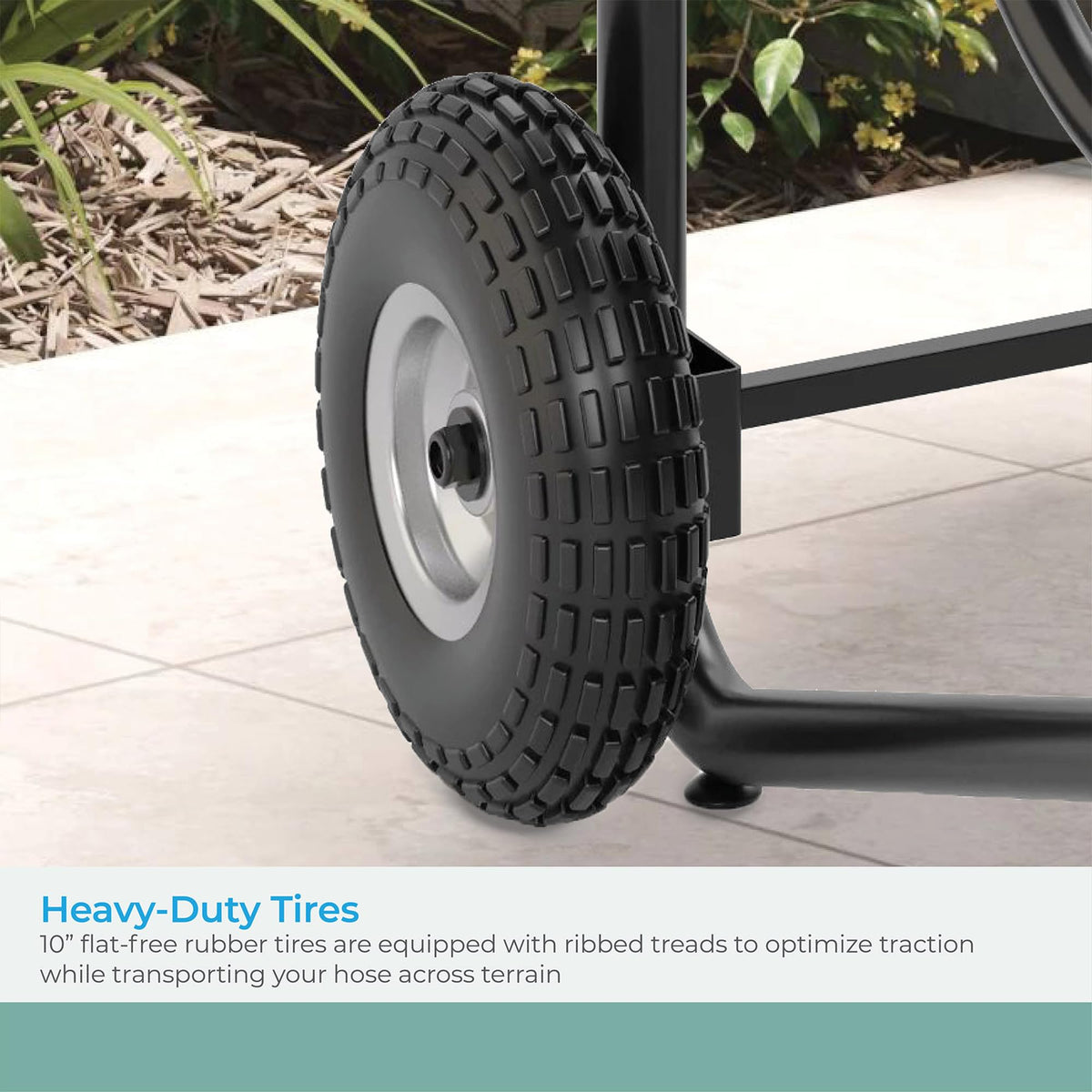 200' Steel Garden Hose Reel Cart with Flat-Free Rubber Tires R75338