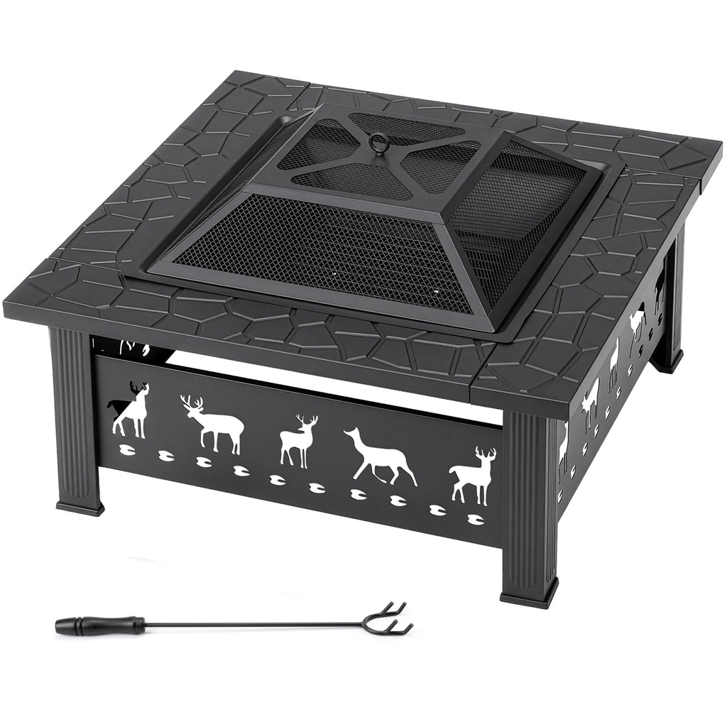 32 Inch Square Wood Burning Fire Pit Table I517