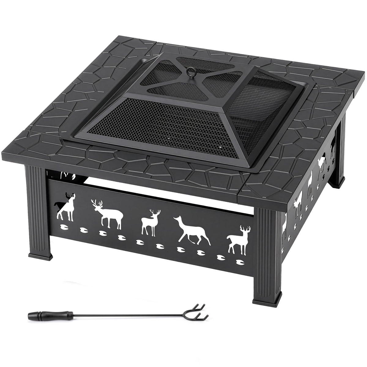 32 Inch Square Wood Burning Fire Pit Table I517