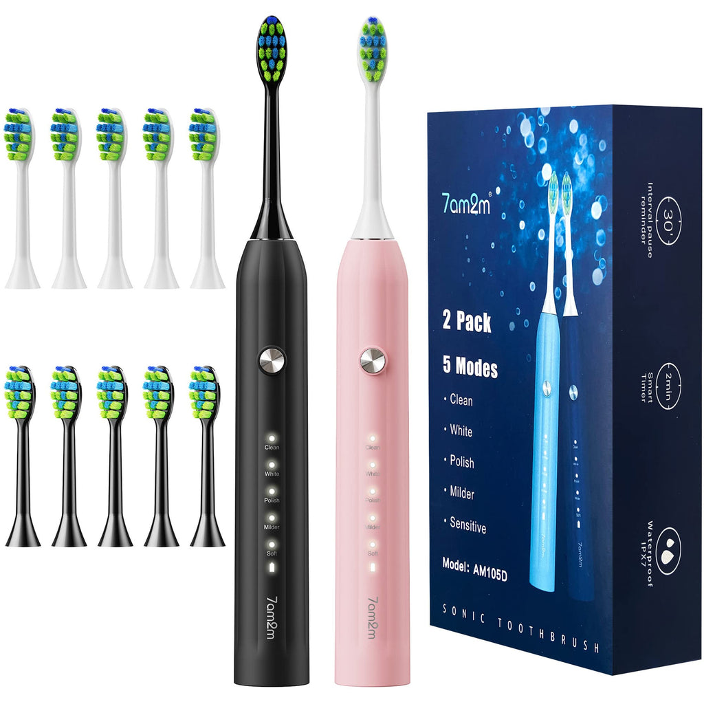 Sonic Electric Toothbrush with 12 Brush Heads 2 Pack M360914