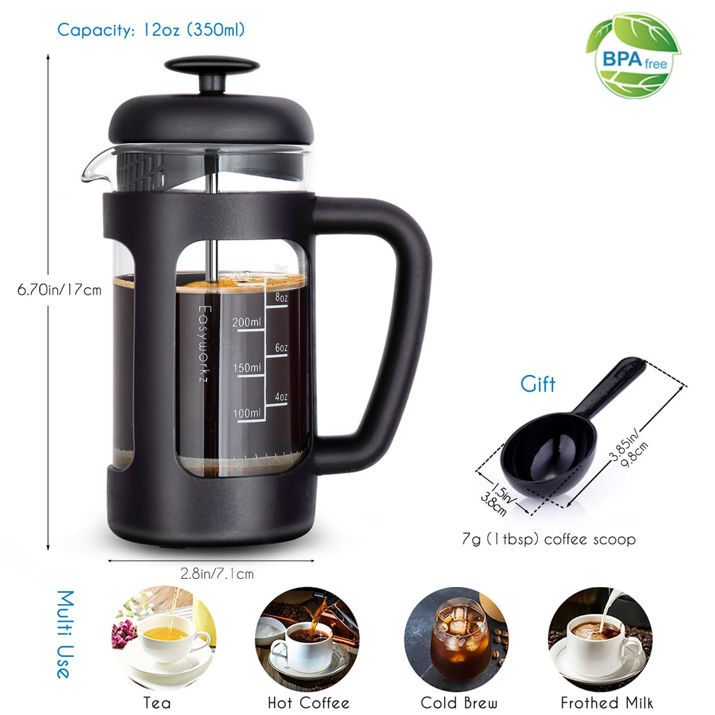 12 oz Stainless Steel French Press and Gooseneck Pour Over Kettle T99140