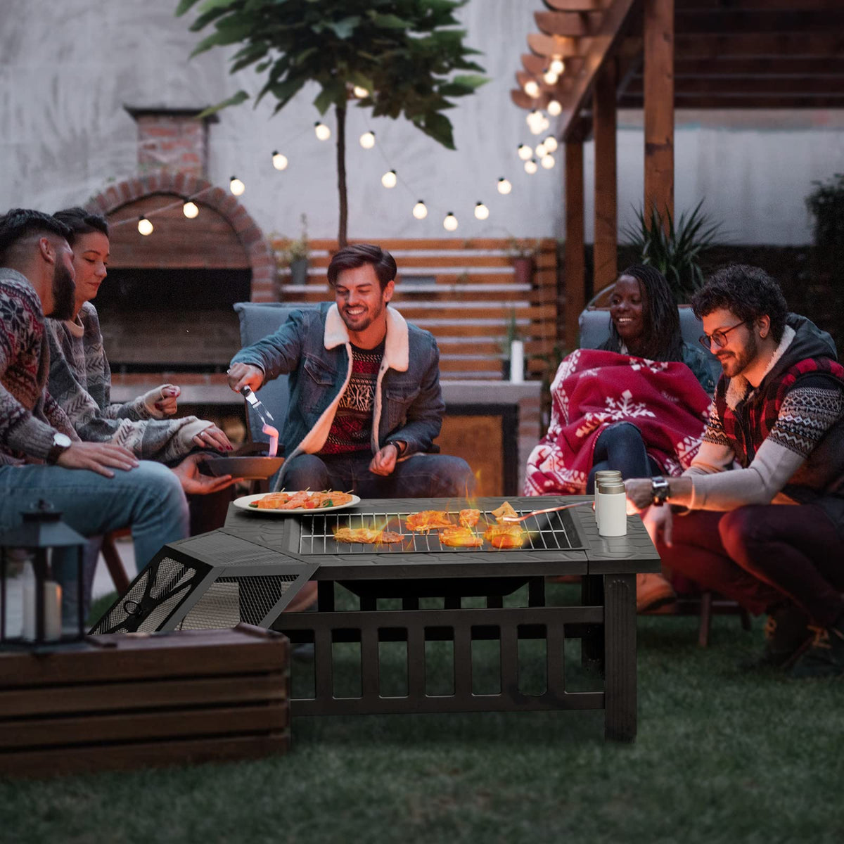 32 Inch Square Steel Wood Burning Fire Pit X687