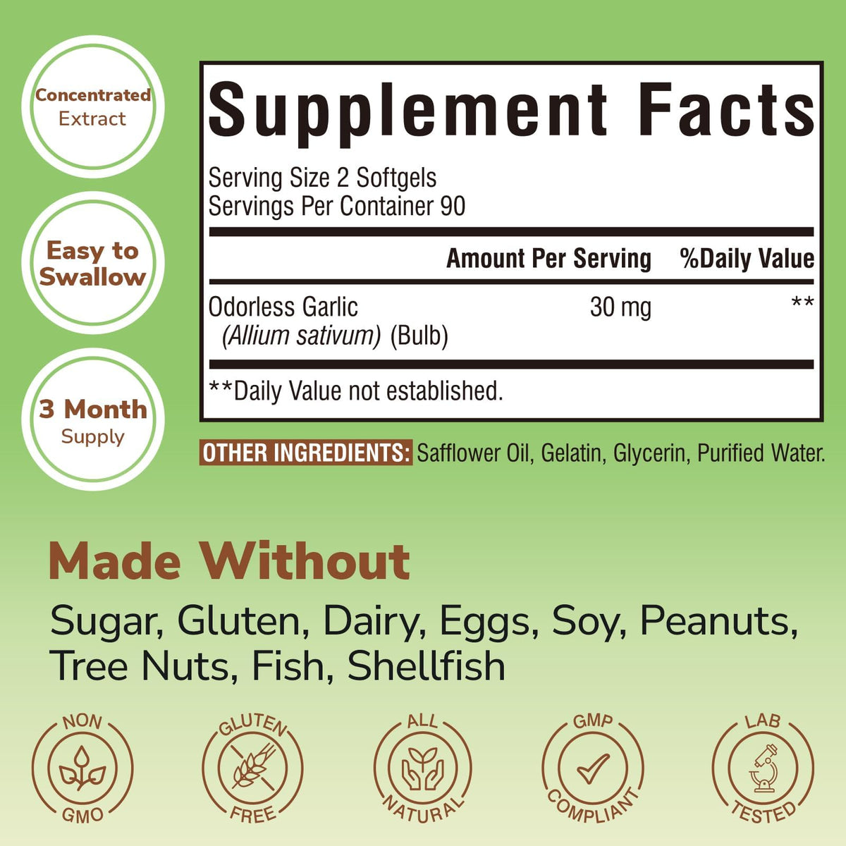 180 Softgels Odorless Garlic Extract B660