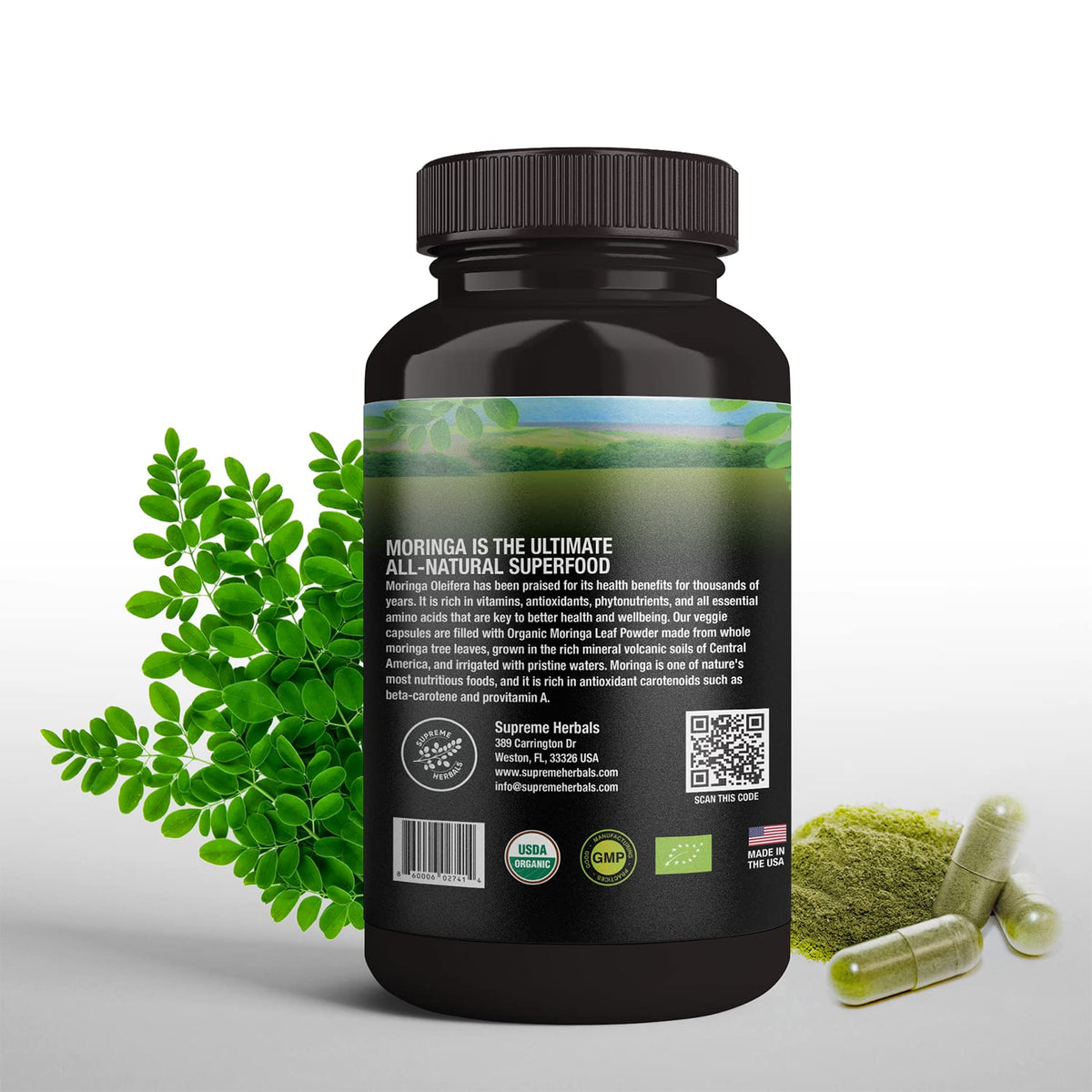 Organic Moringa Leaf Powder Capsules 500mg 120 Capsules Q257252