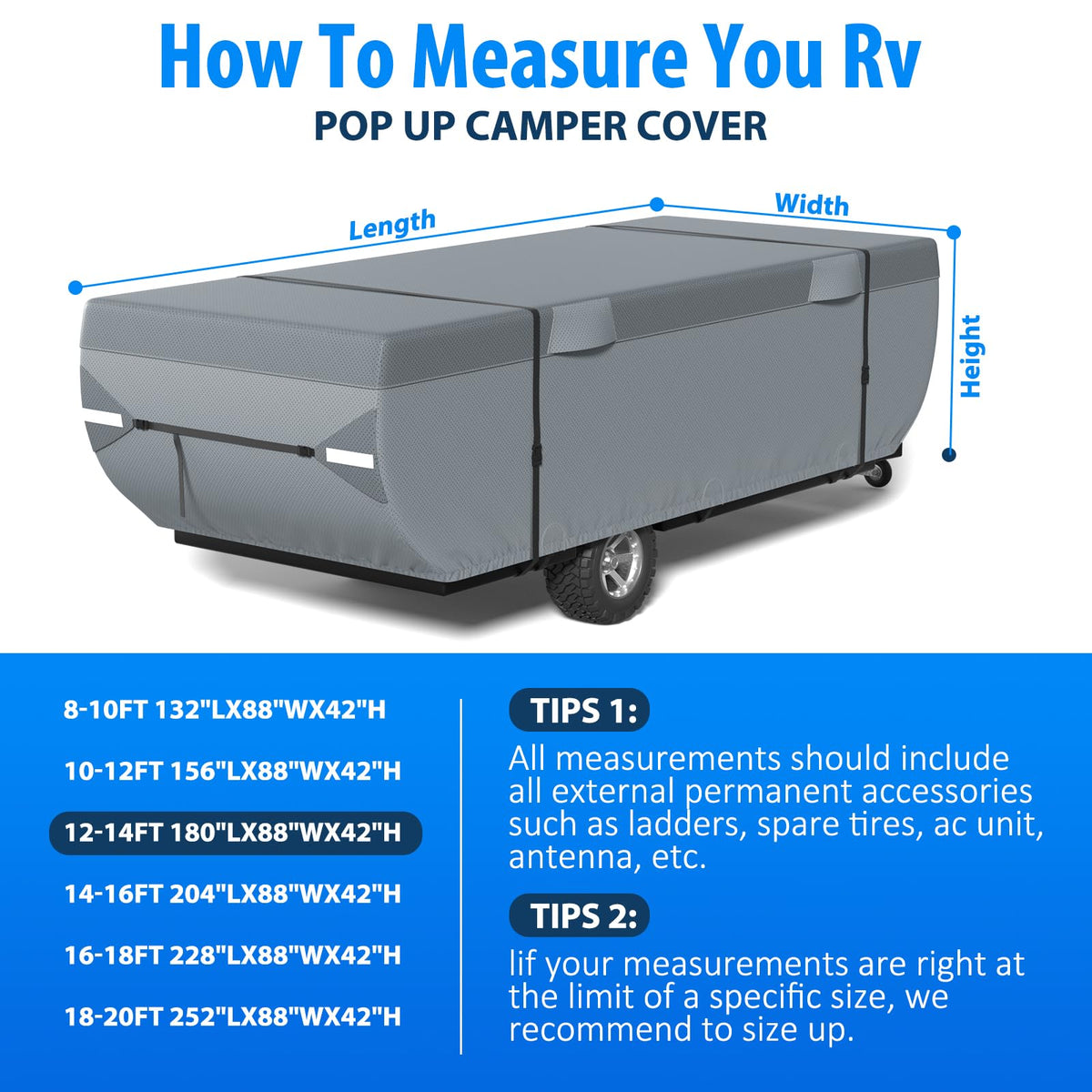 9 Layers 12-14ft Tent Trailer Cover M1167
