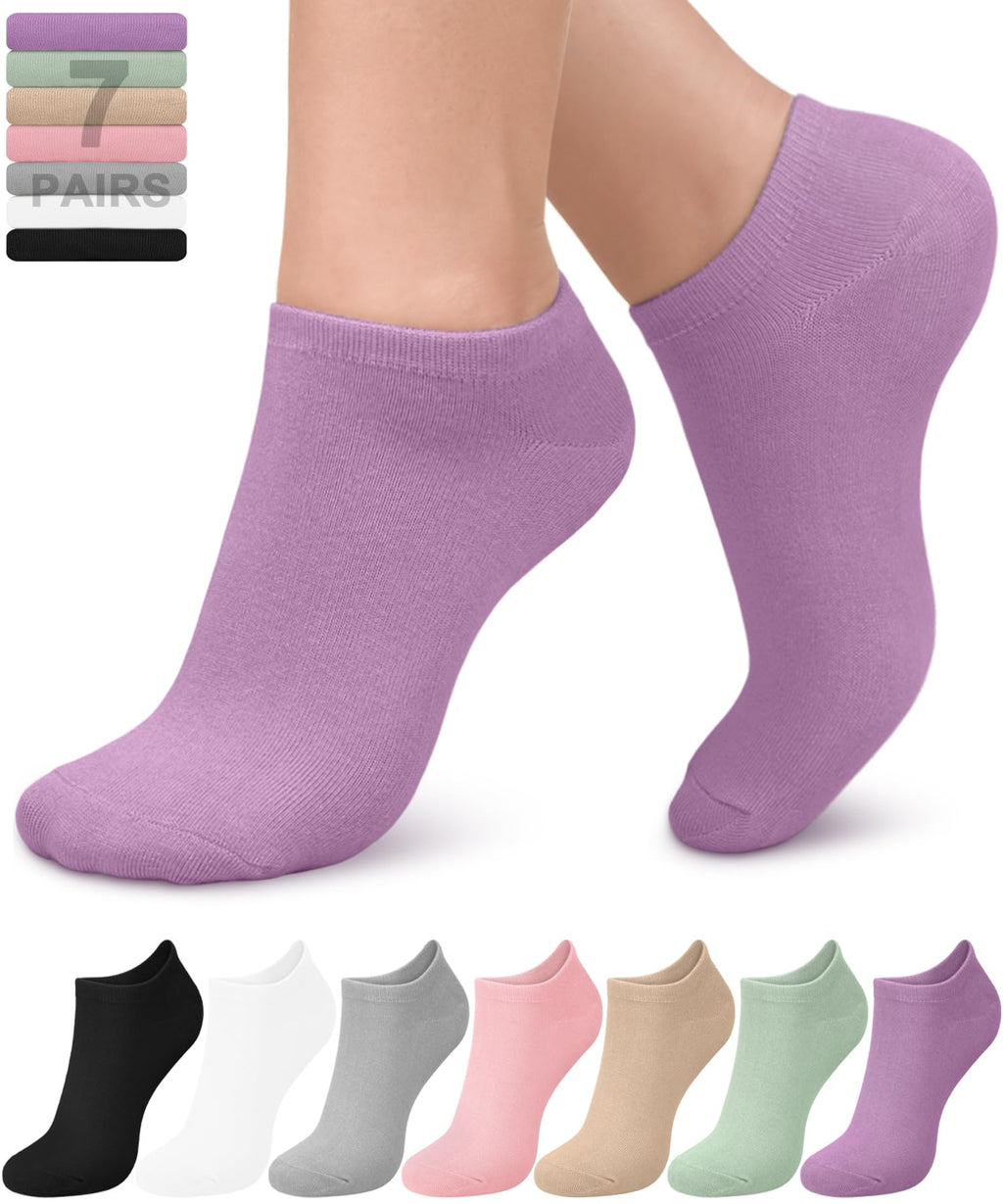 Women's Bamboo Viscose No Show Ankle Socks 7 Pairs X989