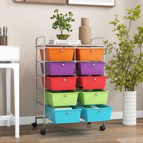 10 Drawer Rolling Storage Cart with Wheels V22920