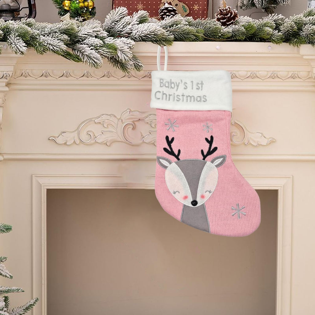 Pink Grey Christmas Stocking S38821