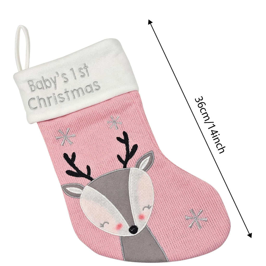 Pink Grey Christmas Stocking S38821