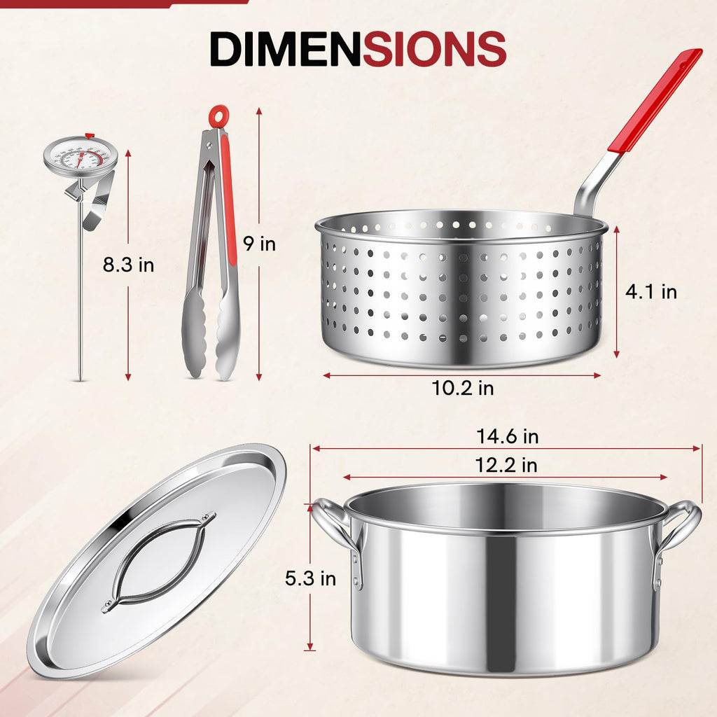 10 QT Stainless Steel Deep Fryer Pot with Basket P69271