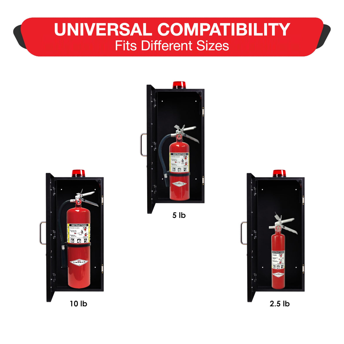 Black Fire Extinguisher Cabinet with Alarm and Lock R333