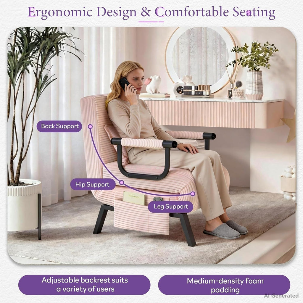 Pink Folding Sleeper Chair Bed C35549