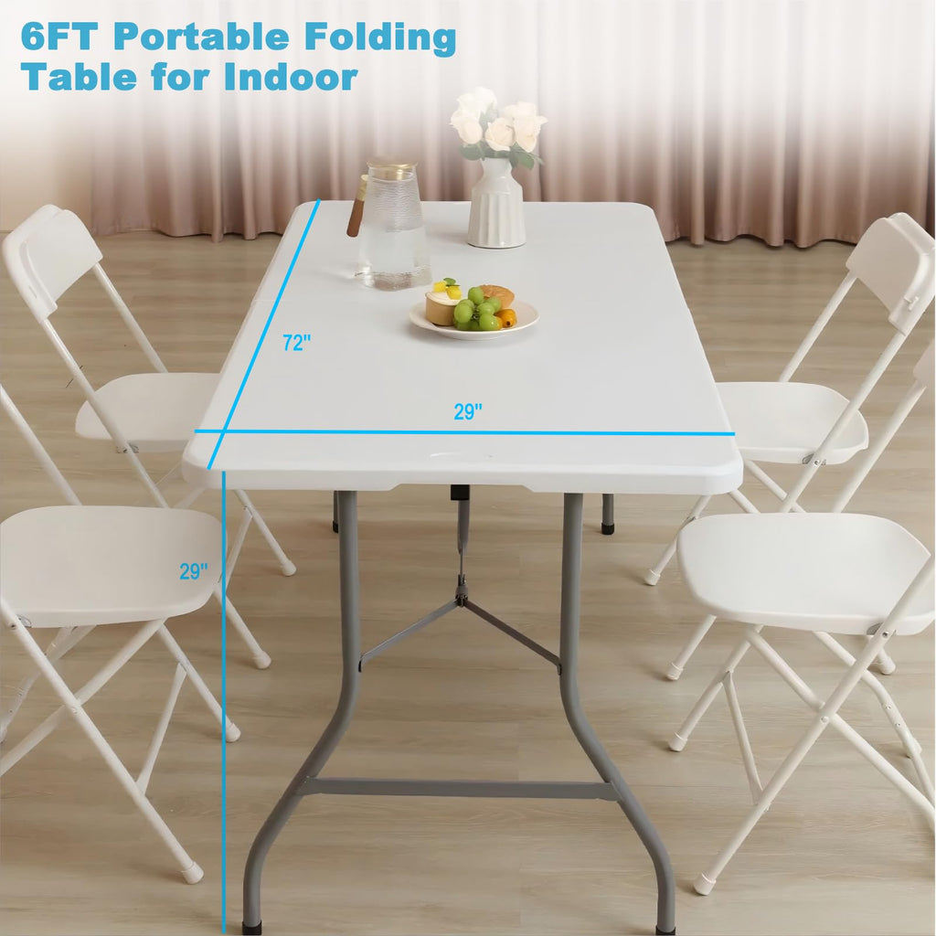 6FT White Portable Plastic Folding Table M106