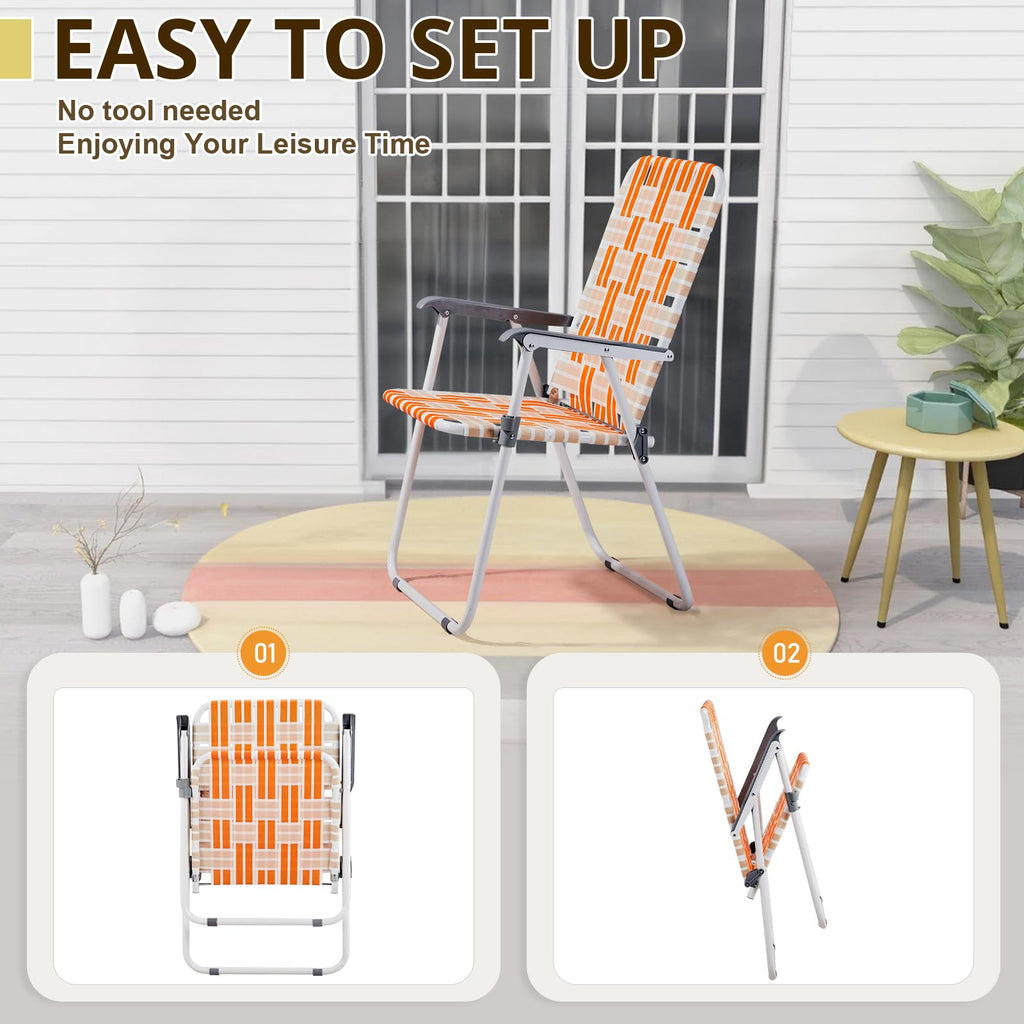 Folding Webbed Chair Set of 2 Steel Frame 300lbs Capacity R88870