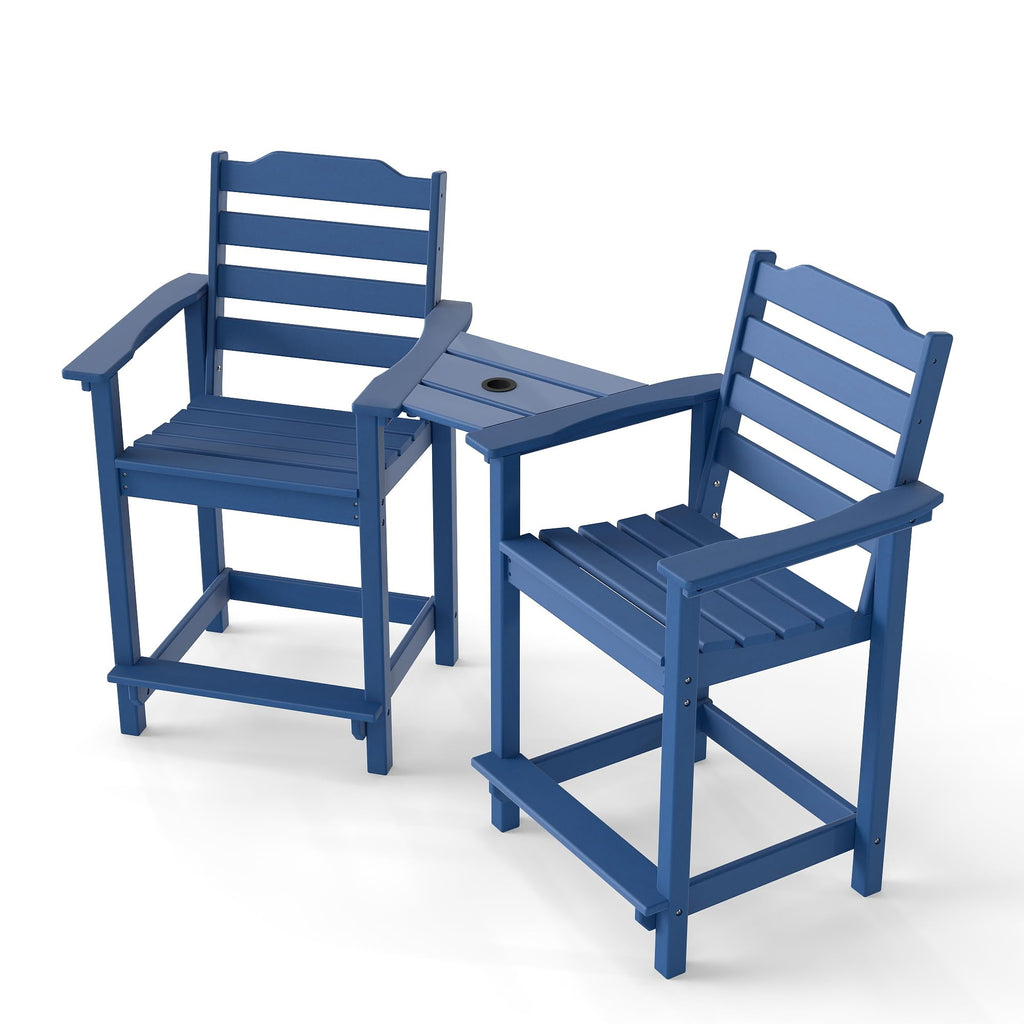 HDPE All-Weather Plastic Adirondack Chair Set of 2 Navy Blue I729754