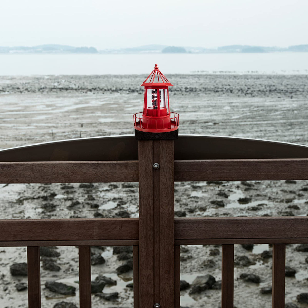 Solar Powered Lighthouse Iron Rotating Solar Light H4366