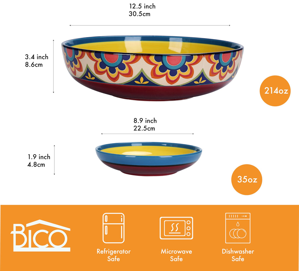 Ceramic Pasta Bowl Set of 5, Microwave & Dishwasher Safe Y615689