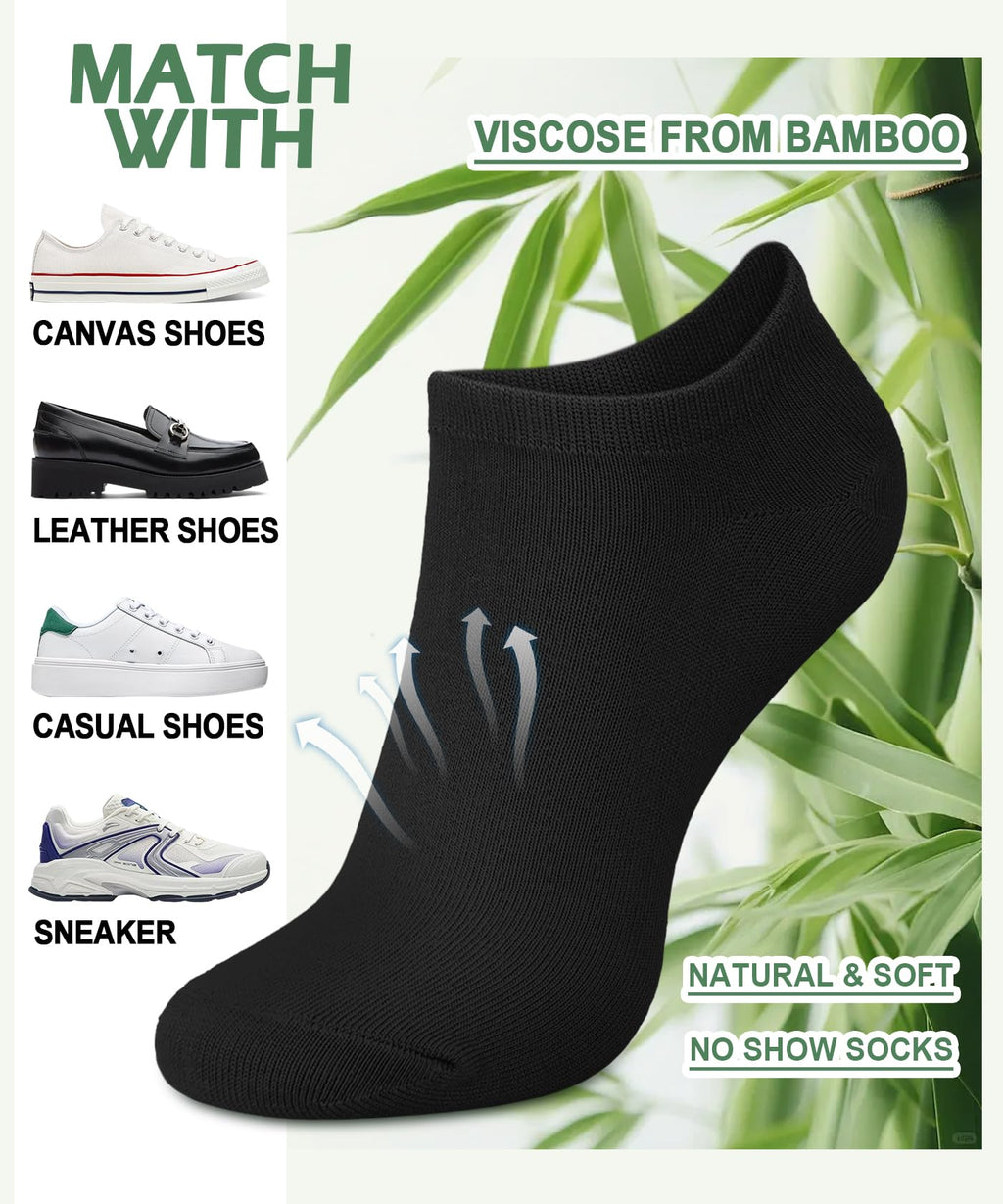 Women's Bamboo Viscose No Show Ankle Socks 7 Pairs X989