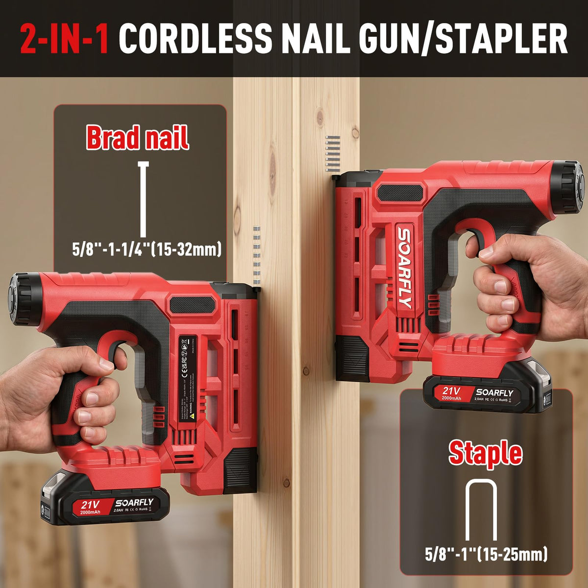 18 Gauge 2-in-1 Cordless Brad Nailer Stapler S892538