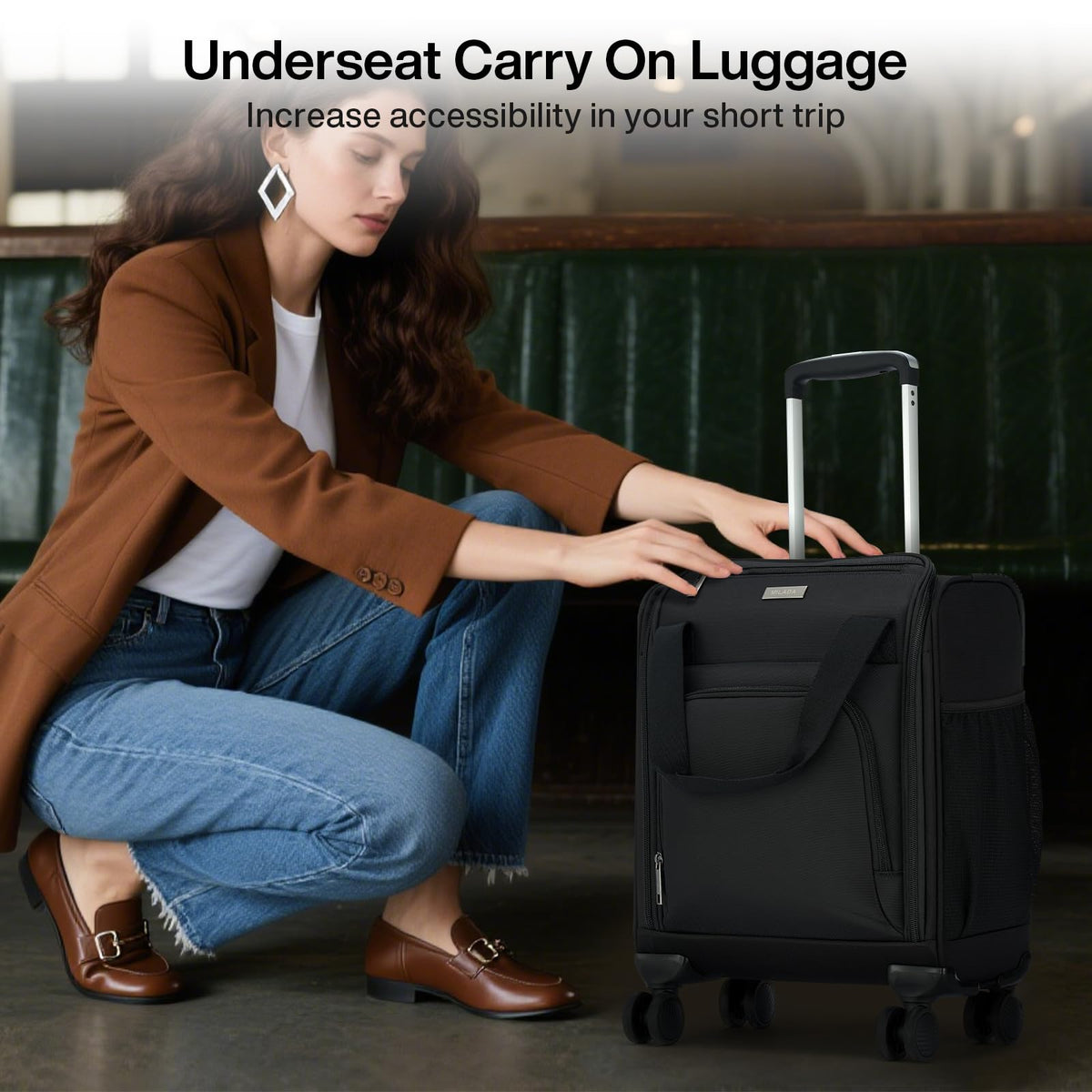 Black 16-inch Underseat Carry On Luggage with Wheels H993932