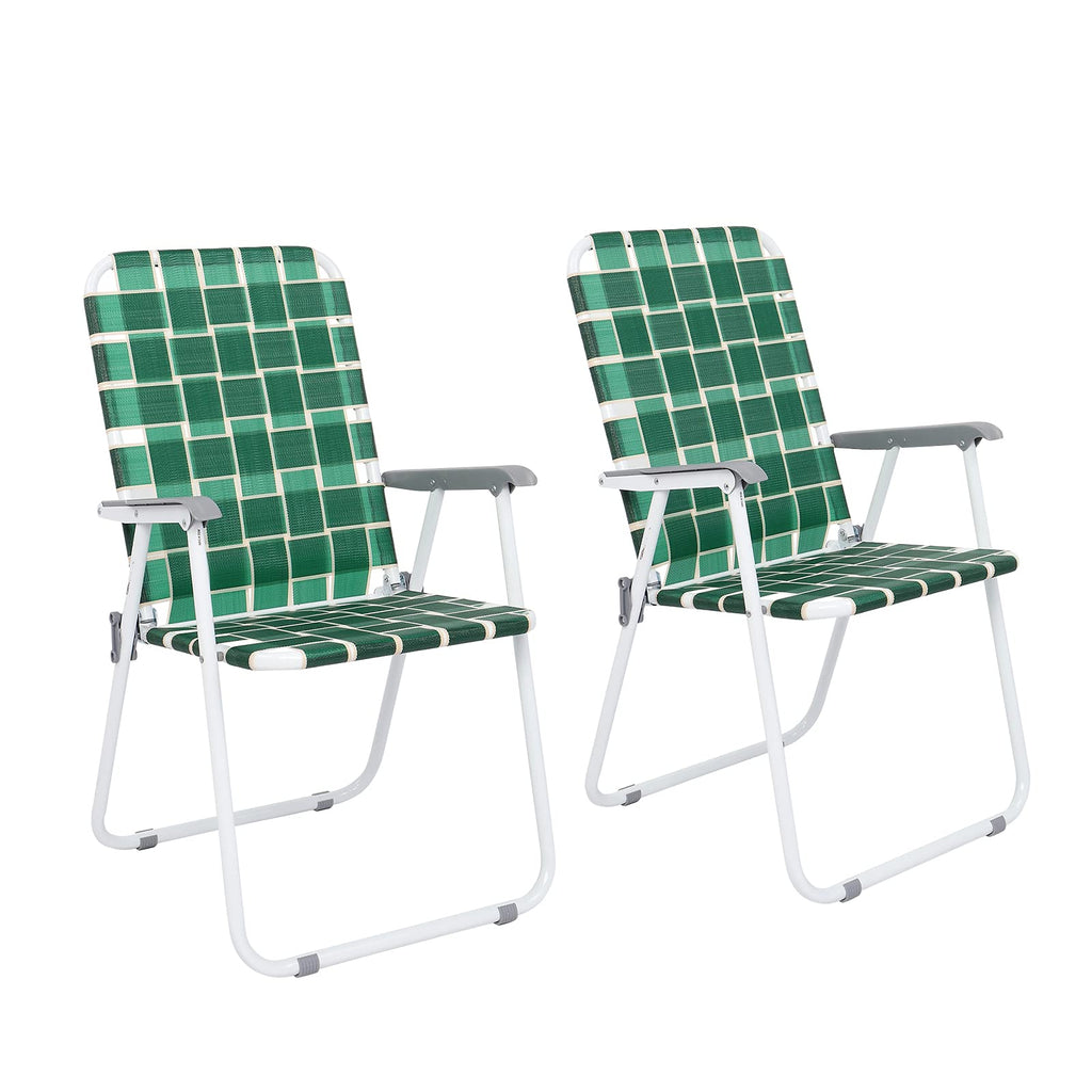 Dark Green Strip Set of 2 Folding Beach Chairs Y612808