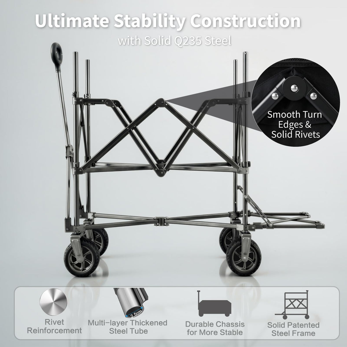 600L Foldable Collapsible Wagon Cart with Wheels K572675