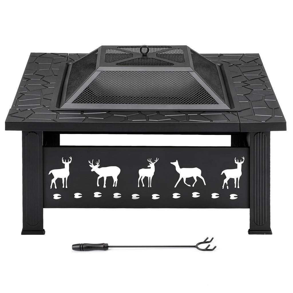 32 Inch Square Wood Burning Fire Pit Table I517