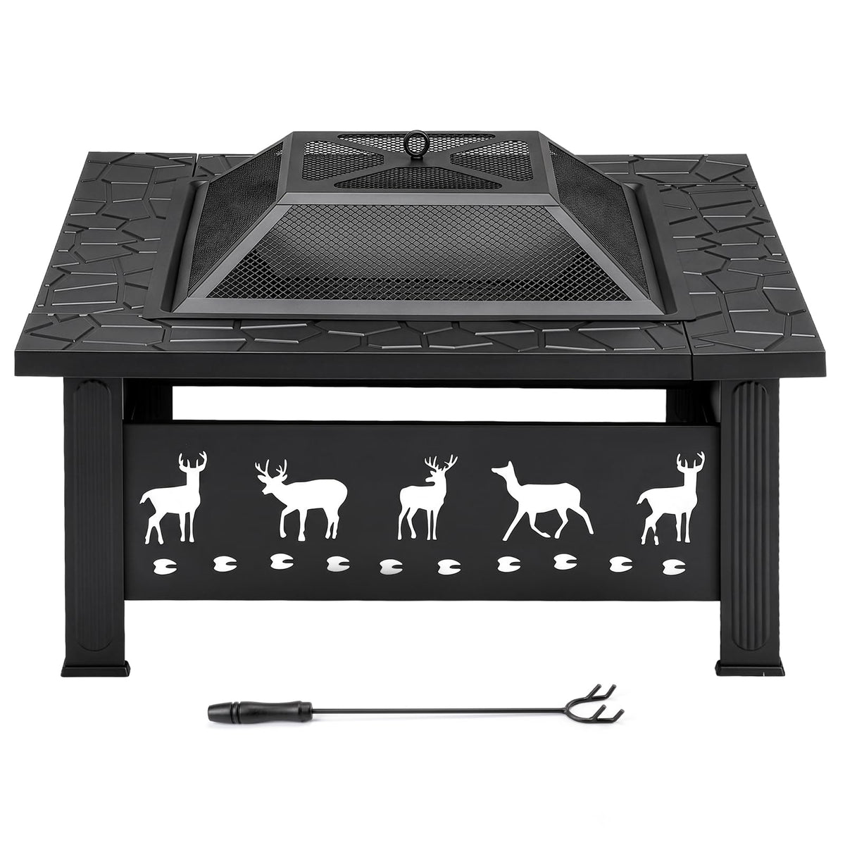 32 Inch Square Wood Burning Fire Pit Table I517
