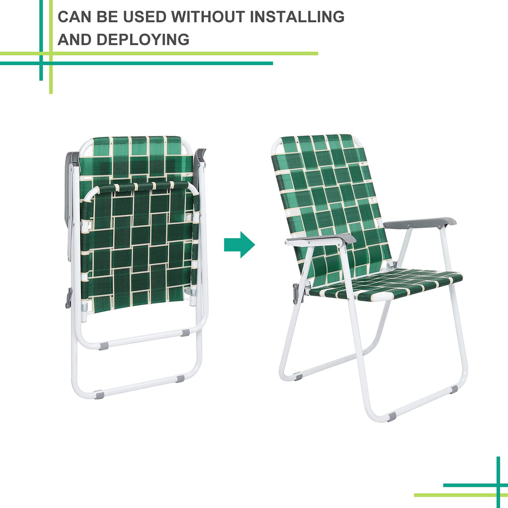 Dark Green Strip Set of 2 Folding Beach Chairs Y612808
