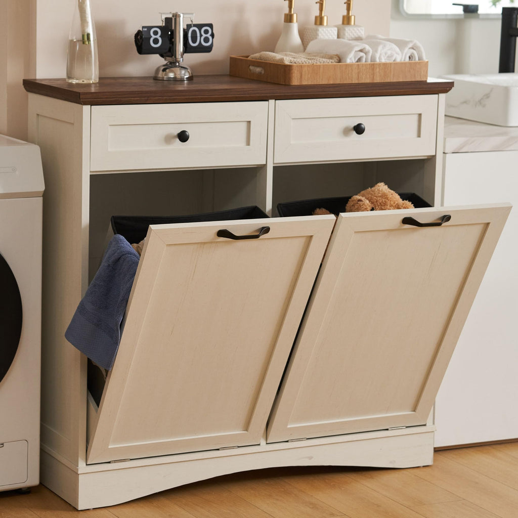 Antique White Tilt Out Trash Cabinet K57651