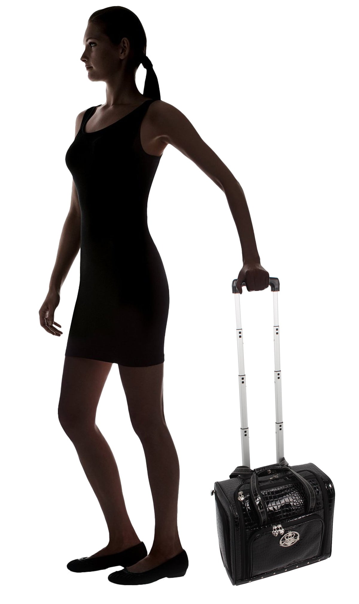 15 Inch Black PVC Underseat Luggage D8675