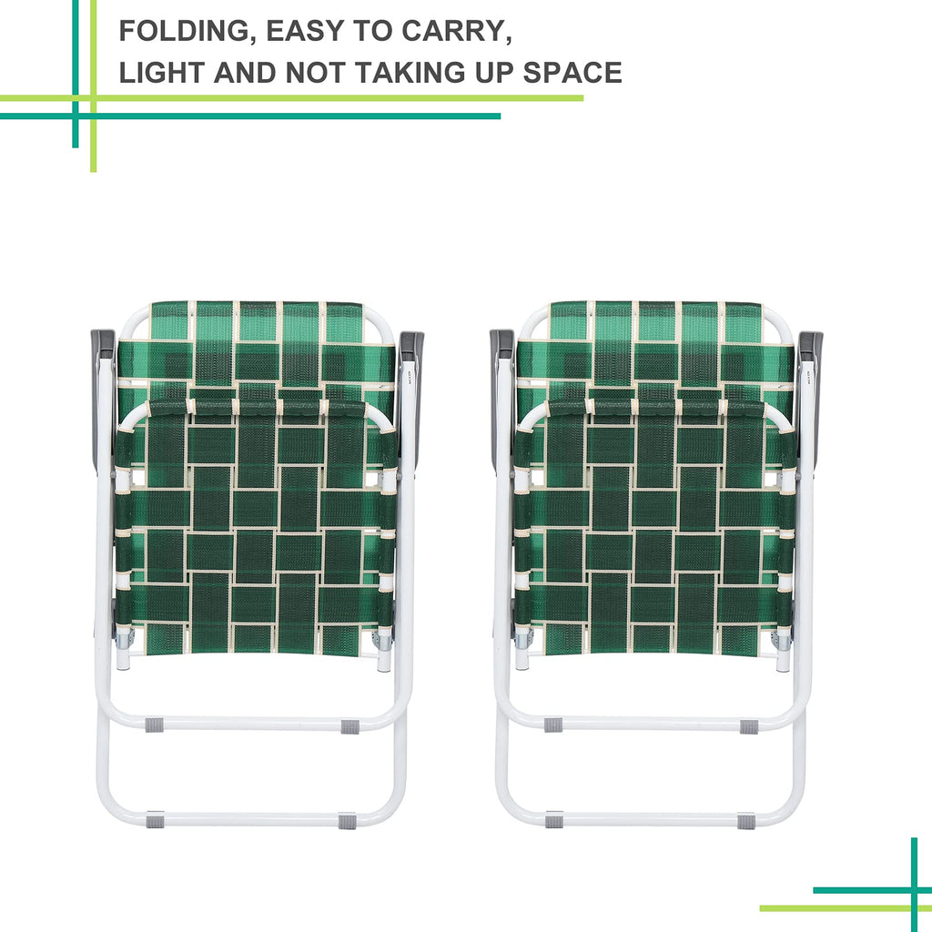 Dark Green Strip Set of 2 Folding Beach Chairs Y612808