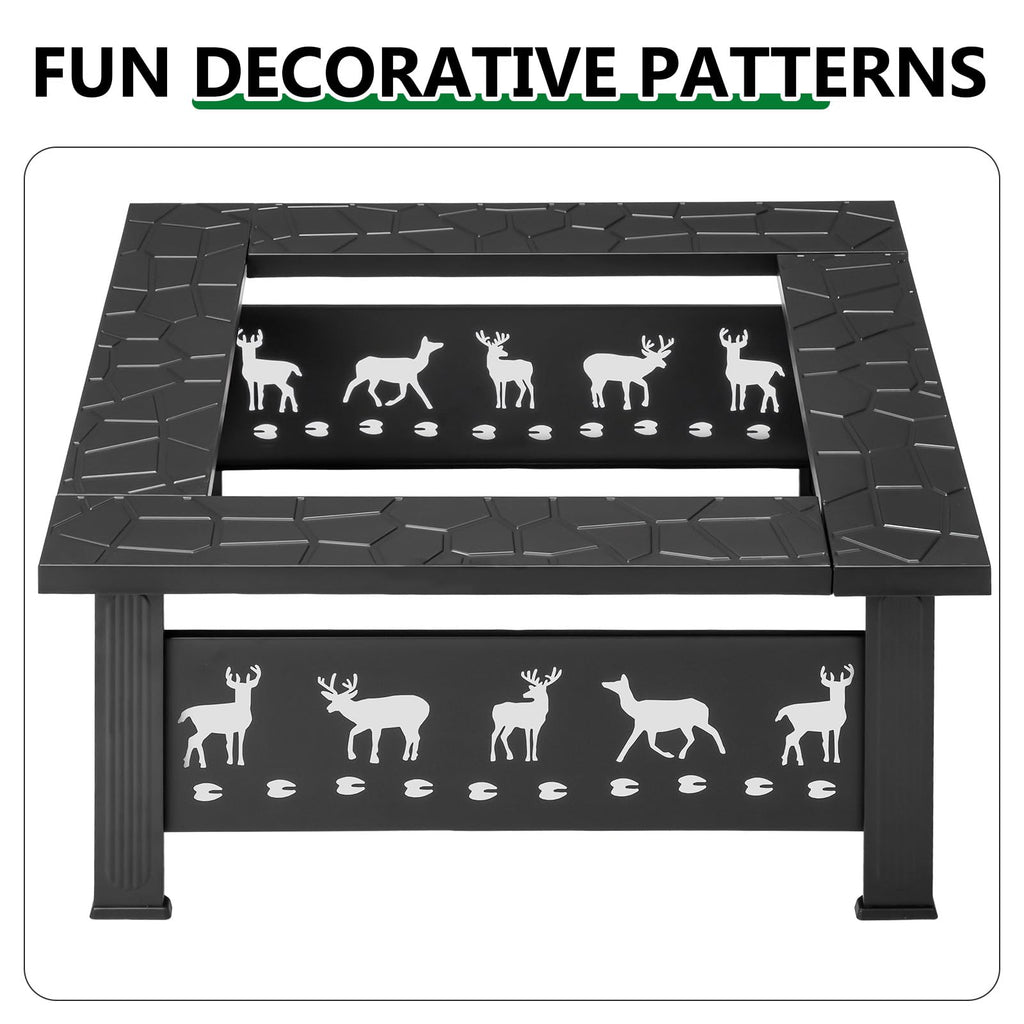 32 Inch Square Wood Burning Fire Pit Table I517